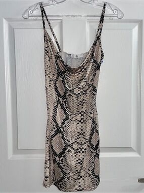 Missguided Cowl Neck Snake Print Mini Slip Dress Size 6